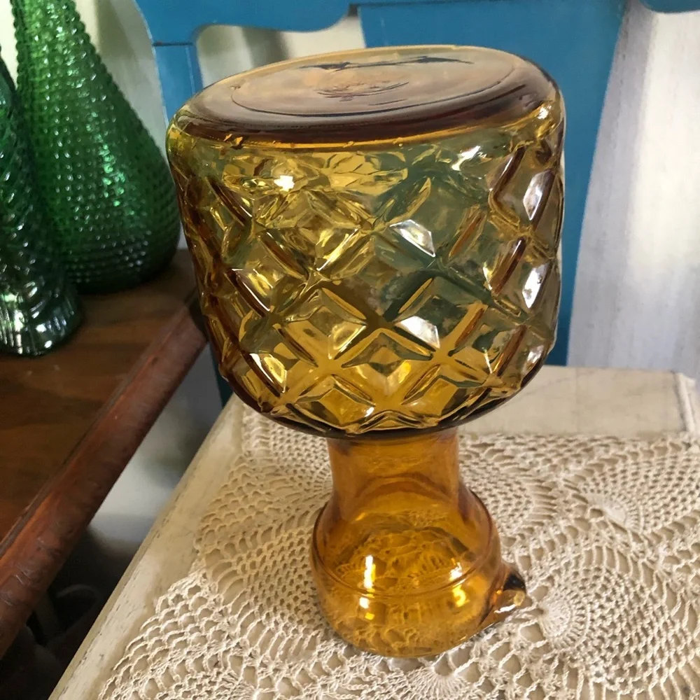 Vintage Amber Glass Carafe Pitcher